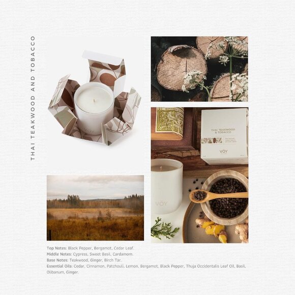 NEW VOY Fragrance Thai Teakwood Tobacco Soy Candle Exotic Spices Masculine Gift - Picture 2 of 7